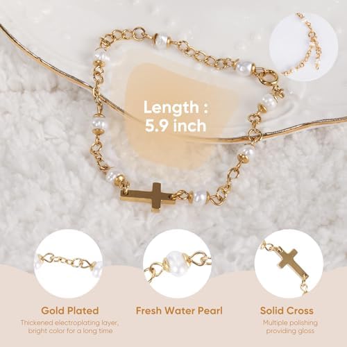 Baby Baptism Bracelet with Cross - Baptism Gifts for Girl - Image 3
