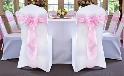 MDS® Pack of 100 Satin Chair Sashes for Wedding & Events – Pink - Image 2