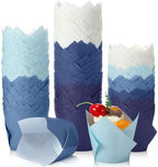 Havawish 500 Pcs Jumbo Gradient Blue Tulip Cupcake Liners, Party Cupcake Baking Liners Greaseproof Wrappers Muffin Liner Holders for Wedding Birthday Baby Shower Holiday Party Baking Cups by Havawish