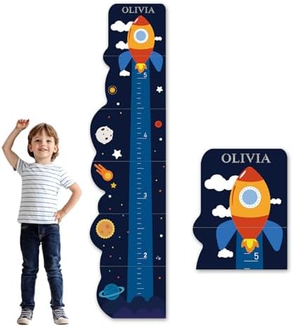 Custom Name Wood Wall Height Chart for Kids Growth Tracking by Woodemon