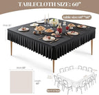 Wish Care Black Spandex Tablecloths for 60x60 Inch Square Tables, Stretch Fitted Table Clothes with Pleated Ruffle Skirt for 60” Table, Wrinkle Free and Elastic, for Party Kitchen Home Dining - Image 4
