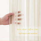Shillance 20x10ft Ivory Chiffon Backdrop Curtain with Lights String for Wedding Sheer Tulle Curtain Photo Backdrops Drapes for Baby Shower Birthday Party Ceremony Decorations - Image 5