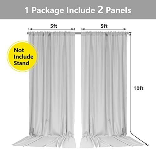 Light Grey Backdrop Curtains for Parties/Weddings/Stage, 5ft x 10ft, 2PCS - Image 2
