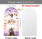 Halloween Baby Shower Arch Backdroop Cover 6.6FT A Little Boo is Almost Due Boy Girl Gender Neutral Wall Stretchy Fitted Fabric Fall Autumn Reveal Arched Photo Booth Background (3.3x6.6ft/100x200cm) - Image 2