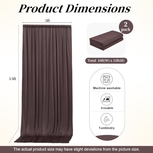 15ft x 10ft Brown Backdrop Curtains, Wrinkle Free Drapes Back Drop Cloth - Image 4