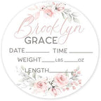 Birth Stat Sign Personalized for Newborn Baby | 12" Blush Pink Design | Crib & Nursery Decor, Photography Prop, Baby Shower Gifts, Gender Reveal, Pregnancy Announcement, Hickory Hollow Designs by HickoryHollowDesigns