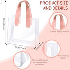 Sweetude 24 Pcs Clear Gift Bags with Handle Plastic Small Tote, pink - Image 2