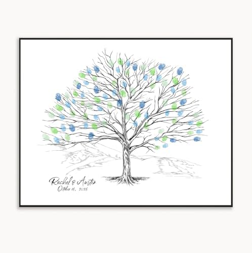 Guestbook Tree, Elm Tree Thumbprint Wedding Guest Book Alternative (Guestbook Sizes: 13" x 19" to 24" x 36") by Magic+Wand+Ink
