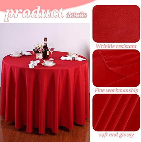 YMHPRIDE 6 Pack Round Tablecloths - Red Table Cloth, 90 Inch Polyester Round Table Cloth, Washable Fabric Table Covers for Wedding, Party, Dining, Banquet - Image 3