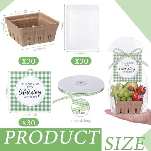 Suclain 30 Sets Farmers Market Party Favors Berry Basket Kit - Image 2