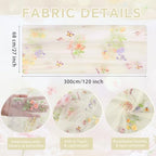 Beige White Floral Gauze Table Runner 10ft Embroidery Spring Tulle Linens - Image 4