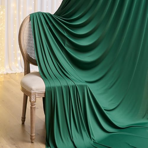 20×12ft Wrinkle Free Hunter Green Backdrop Curtain for Wedding Parties, 4 Panels 5×12ft Long Soft Silky Polyester Backdrop Drapes Photo Back Drop Curtains for Jungle Party Photography Background Cloth - Image 6