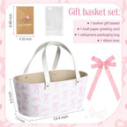 Wonderjune Leather Gift Basket Empty with Handles, 13.4 x 7.5 x 5.5 Inch - Image 2