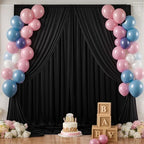 50ft x 8ft Wrinkle Free Black Backdrop Curtain for Parties Weddings, 10 Panels Silk Polyester Black Drapes for Backdrop 10 ft Photo Back Drop Cloth for Birthday Graduation Photography Background - Image 3