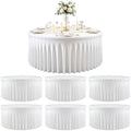 6 Pack White Round Spandex Tablecloths, 5FT/60In Stretchy Table Cloth with Skirt, Washable Fitted Tablecloth, Circle Wrinkle Free Table Cover for Wedding Party Birthday Outdoor Event by Torrowsrort