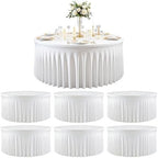 6 Pack White Round Spandex Tablecloths, 5FT/60In Stretchy Table Cloth with Skirt, Washable Fitted Tablecloth, Circle Wrinkle Free Table Cover for Wedding Party Birthday Outdoor Event by Torrowsrort