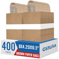 GSSUSA 400 Pack 8x4.25x10.5'' Paper Bags with Handles Bulk, Brown Paper Gift Bags for Small Business by GSSUSA