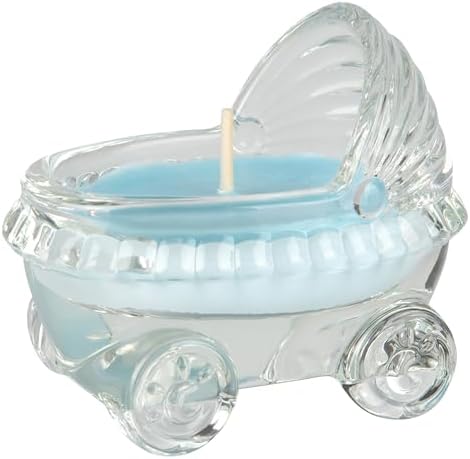 Mega Candles 12 pcs Scented Baby Powder Blue Glass Baby Carriage Container Candles, Palm Wax Candle, Baby Shower Gifts, Decorative Accent, Home Décor, Memory Keepsake, Party Favors, Relaxations - Image 2