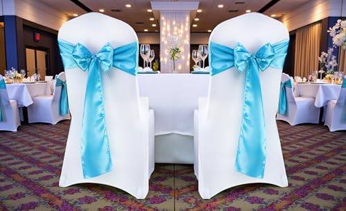 MDS® Pack of 125 Satin Chair Sashes for Wedding & Events – Turquoise - Image 2