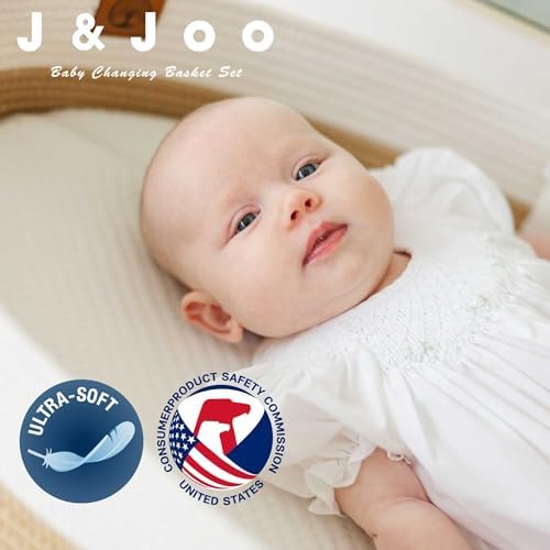 Baby Changing Basket Includes Diaper Caddy - Soft & Waterproof Dual-Cover, Portable, Changing Pad for Dresser & Changing Table, Gift for Baby Shower, Organic Cotton Rope - Image 6