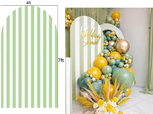FiVan Arch Covers Stretchy Green Stripes Backdrop for Birthday Baby Shower Party Decoration 3x6ft Baptism Background Props - Image 2