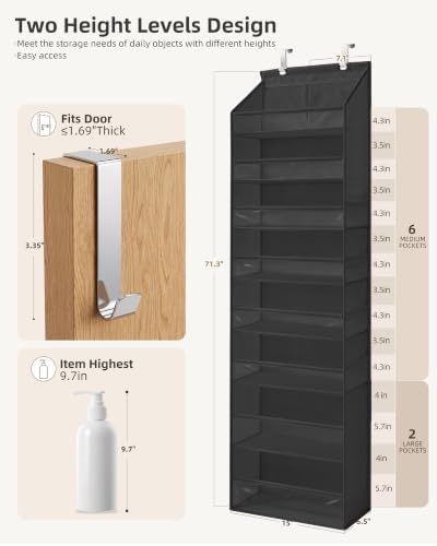 STORAGE MANIAC Over Door Organizer Hanging Shelves Large Clear Deep Pockets - Image 3