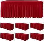 6 Pack Red Tablecloths Spandex Table Covers 6ft for Christmas Decor by HolidayIdeas