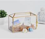 Glass Wedding Card Box with Lock, 12.6x5.9x9 inches Large Gold Card Boxes for Wedding Reception, Keepsake Display, Graduation, Party Centerpiece Decorative Box - Image 4