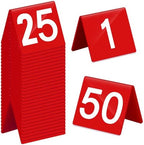 Tuanse Table Numbers 1-50 Acrylic Double Sided Tents for Restaurant, Red by Tuanse