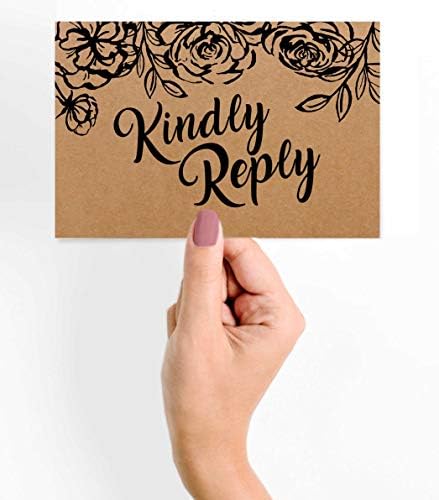50 Blank RSVP Postcards Floral Kraft Rustic Print 4"X6" Response Cards,RSVP Reply Card for Wedding,Bridal Shower,Baby Shower - Image 2