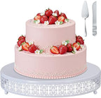 Wenqik White Metal Cake Stand 14 Inch with Cutting & Spatula by Wenqik