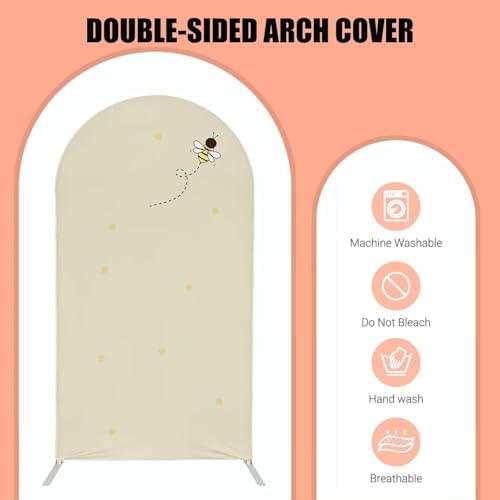 6.6FT Beige Sweet Bee Arch Spandex Cover Baby Honeycomb Arch Backdrop Cover for Kids Baby Shower Birthday Party Wedding Decoration (No Stand) - Image 4