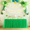14ft Green Table Skirt Tulle Tutu Table Clothes for Birthday Boy Girl Baby Shower Gender Neutral Graduation, Hawaiian Jungle Luau Themed Party, Animal Safari Theme Party Decorations by Suppromo