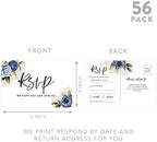 Andaz Press 56-Pack Personalized RSVP Postcards for Wedding Navy Blue Roses Cardstock Response Reply Cards for Bridal Shower Baby Shower Birthday Event Custom Date and Return Address 4 x 6-Inch - Image 5