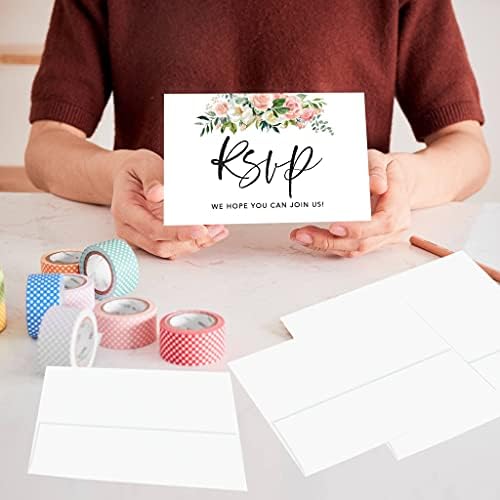 Andaz Press 56-Pack Personalized RSVP Postcards for Wedding Peach Floral Garden Cardstock Response Reply Cards for Bridal Shower Baby Shower Birthday Event Custom Date and Return Address 4 x 6-Inch - Image 4
