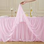 6 Pack Pink Tablecloth Rectangle 6ft Elastic Fitted Tulle Table Cloth Stretch Spandex Rectangular Table Cover with Ruffle Skirt for Wedding Baby Shower Birthday Party Banquet Cake Dessert Table Decor - Image 7