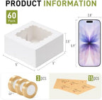5x5x2.5 Auto-Popup Small Cookie Boxes with Window, White, 60 Pack - Image 2