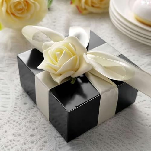 Efavormart 100 Pack 4"x4"x2" Black Cake Favor Boxes, Professional Matte Cardstock Candy Treat Gift Boxes for Modern Graduation and Party - Image 7