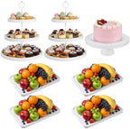 RattanView 7 Pcs Wooden Dessert Display Set 3 Tier Stands Trays, White by RattanView