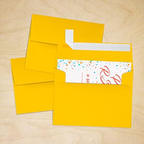 LUXPaper A2 Invitation Envelopes | Peel & Press | 4 3/8" x 5 3/4" | Sunflower Yellow | 80lb. Text | 250 Qty - Image 7