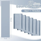 fani 60 PCS Satin Chair Sashes, 7x78 Inch, Dusty Blue - Image 2