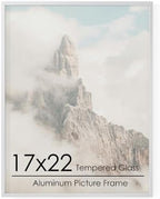 17x22 Metal Picture Frame, Aluminum Poster Frame with Real Glass, Silver by FLYJOE