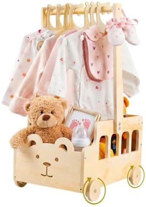 Small Wooden Baby Shower Crate Closet with Wheels and Handle by Esmorah