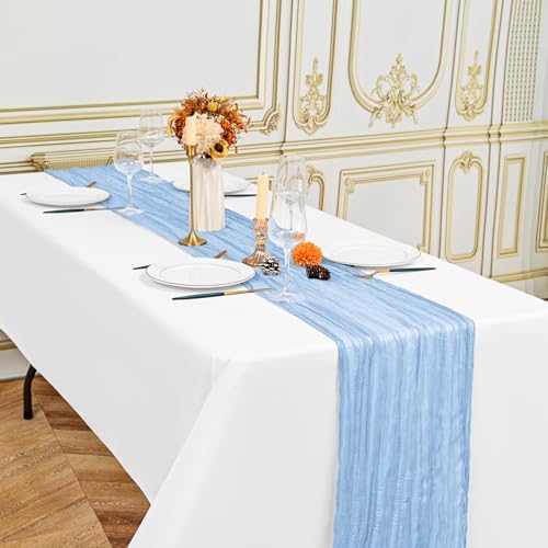 24 Pack Light Blue 10Ft Cheesecloth Table Runner - Image 4