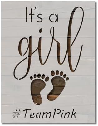 It's a Girl Baby Gender Reveal Stencil Team Pink Template Reusable for Painting on Walls, Wood, Arts and Crafts (727) - 17 x 22 Inches by Handmade