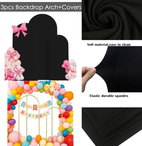3 Metal Arch Backdrop Stands with Black Covers, 4/5/6FT - Image 4