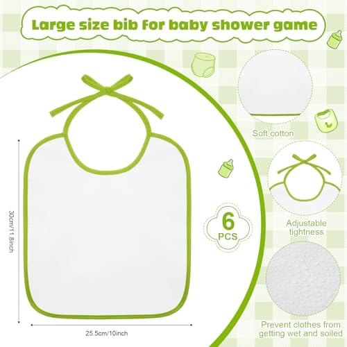 6 Sets Bottle Chug Baby Shower Games Juegos Para Plastic Baby Bottles Bibs Disposable Diapers Gender Reveal Games Baby Changing Diaper Race Game Decoration (Green) - Image 3