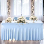 Wish Care 2 Pack Baby Blue Stretch Spandex Table Clothes for 4 Foot Rectangle Tables, 4FT Wrinkle Free Fitted Tablecloths Ruffles Design Table Cover for Party, Banquet, Wedding and Events - Image 5