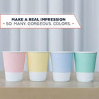 Disposable Coffee Cups With Lids - (80 set) 12 oz Paper To Go Coffee Cups With Resealable Lids Prevent Leaks! Travel Insulated Hot Beverage Drink Cup. Will Not Bend With Heat or Burn Fingers - Image 6