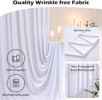 40ft x 10ft Wrinkle Free White Backdrop Curtain for Parties, 8 Panels Silky Polyester White Wedding Drapes for Backdrop 10 ft Photo Back Drop Fabric Cloth for Party Graduation Photography Background - Image 4
